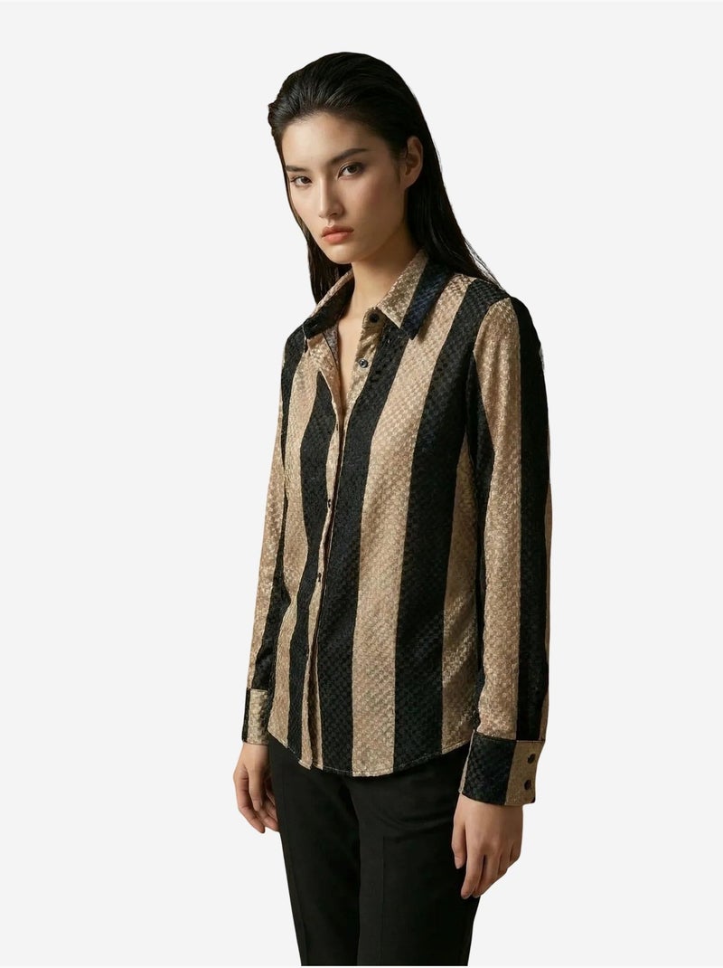 Chemise boutonnée en velours tissé à rayures my fashion Beige naturel - Kiabi