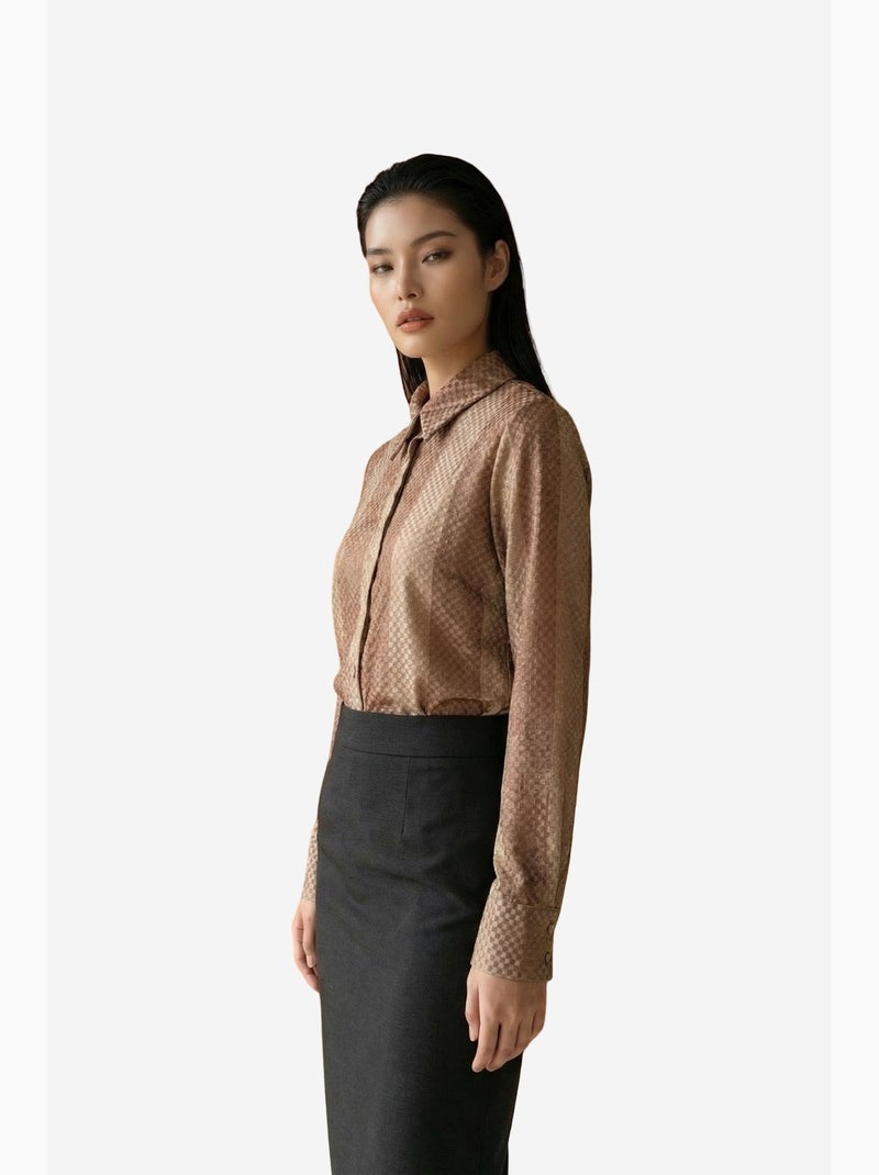 Chemise boutonnée en velours tissé à rayures my fashion Camel - Kiabi