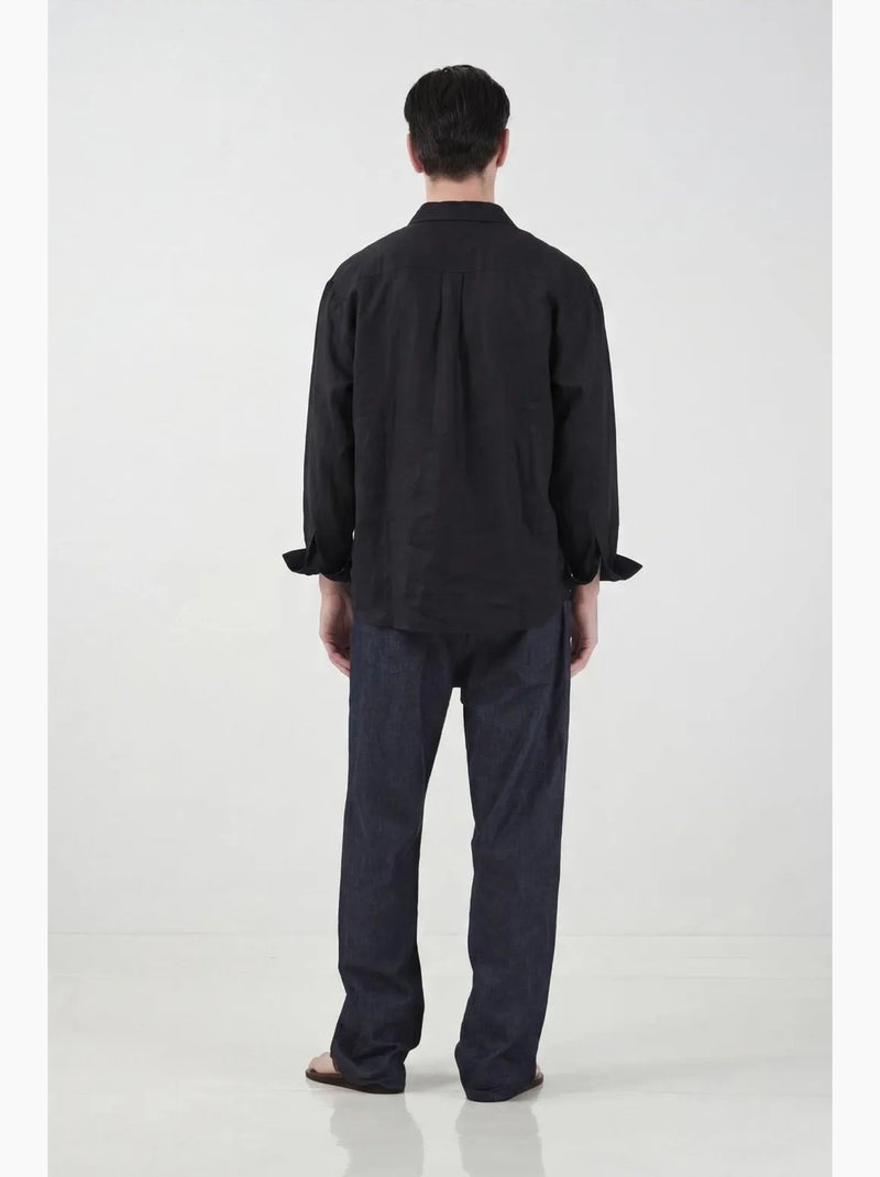 Chemise boutonnée manches longues oversize giesto Noir - Kiabi