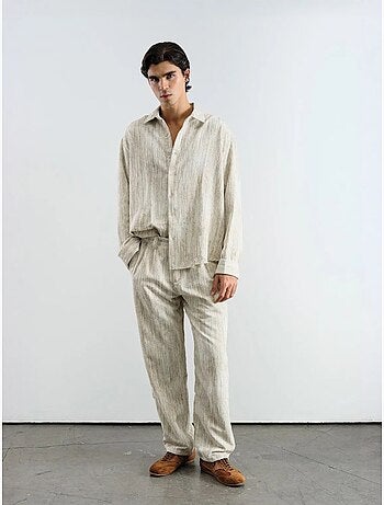 Chemise boutonnée oversize à rayures texturées giesto