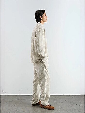 Chemise boutonnée oversize à rayures texturées giesto