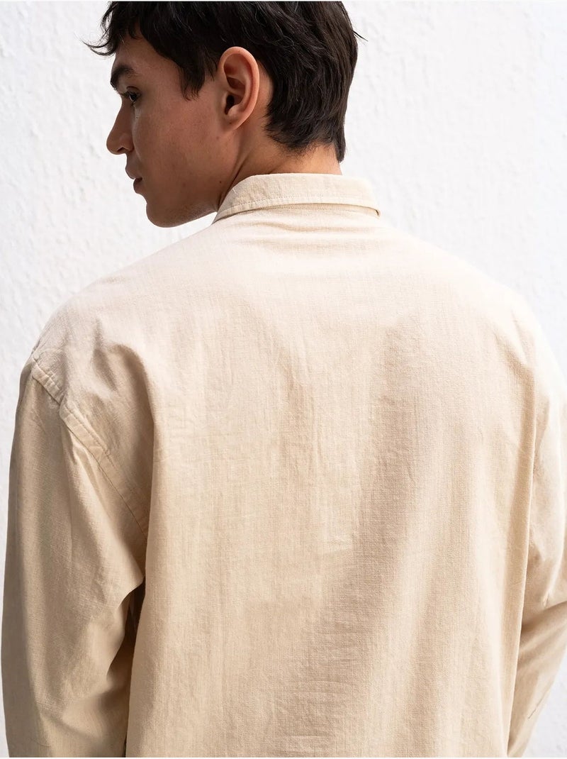 Chemise boutonnée oversize en coton giesto Beige argile - Kiabi