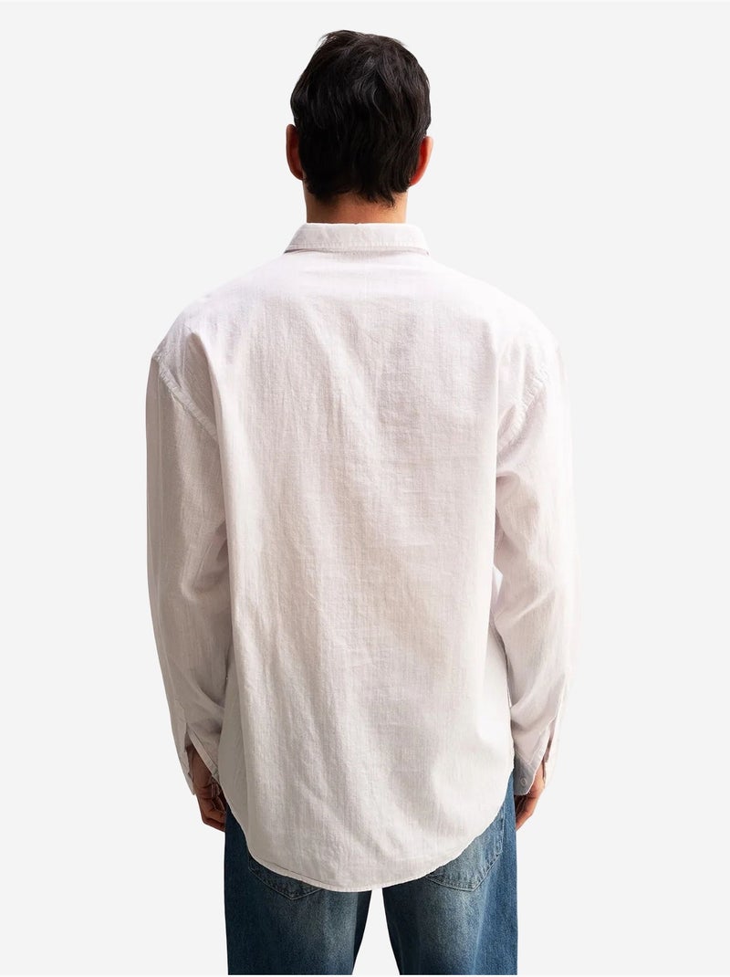 Chemise boutonnée oversize en coton giesto Blanc - Kiabi
