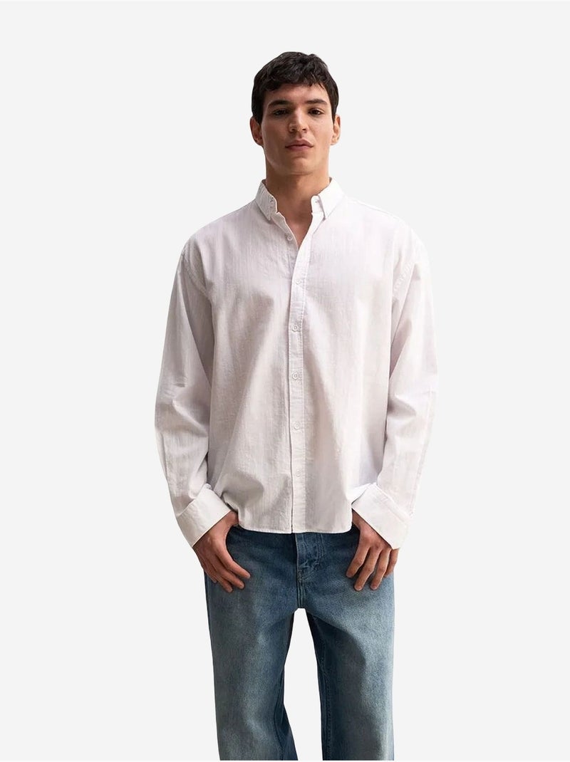 Chemise boutonnée oversize en coton giesto Blanc - Kiabi