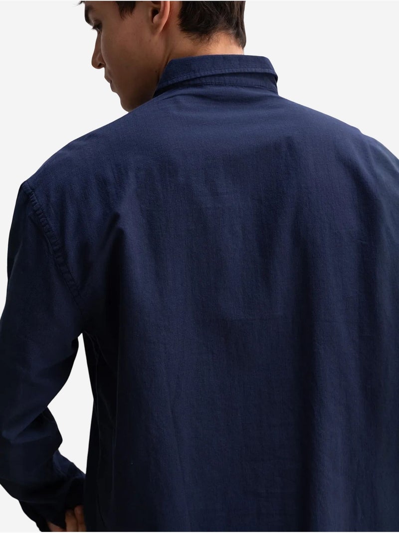 Chemise boutonnée oversize en coton giesto Bleu marine - Kiabi