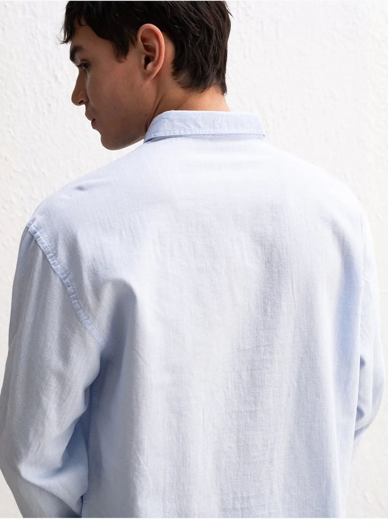 Chemise boutonnée oversize en coton giesto Bleu pastel - Kiabi