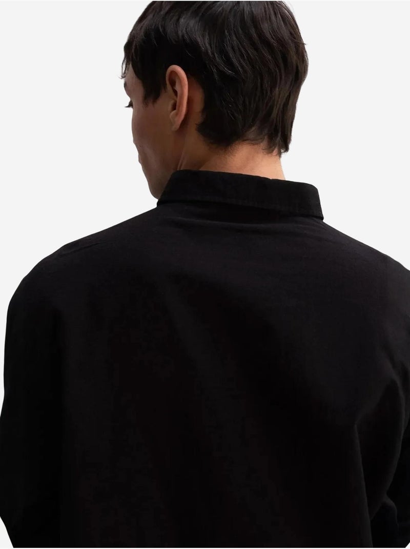 Chemise boutonnée oversize en coton giesto Gris Noir - Kiabi