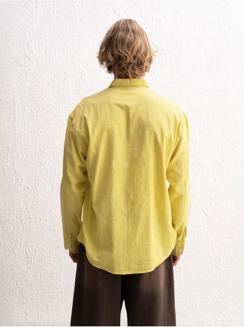 Chemise boutonnée oversize en coton giesto Jaune - Kiabi
