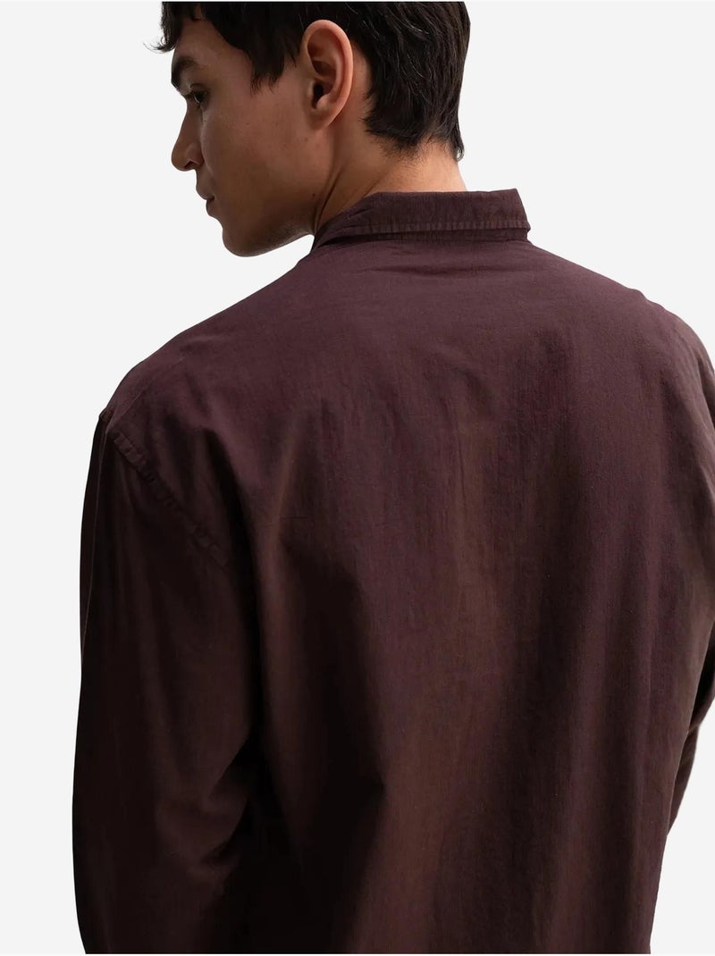 Chemise boutonnée oversize en coton giesto Marron chocolat - Kiabi