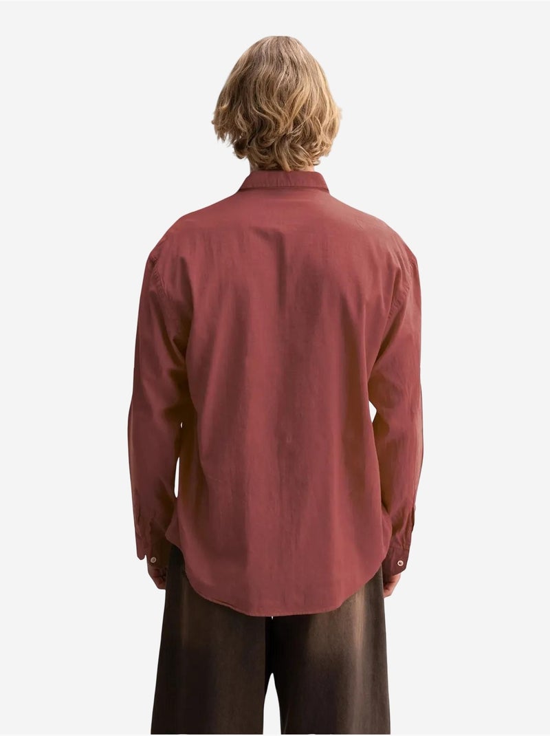 Chemise boutonnée oversize en coton giesto Rouge bordeaux - Kiabi