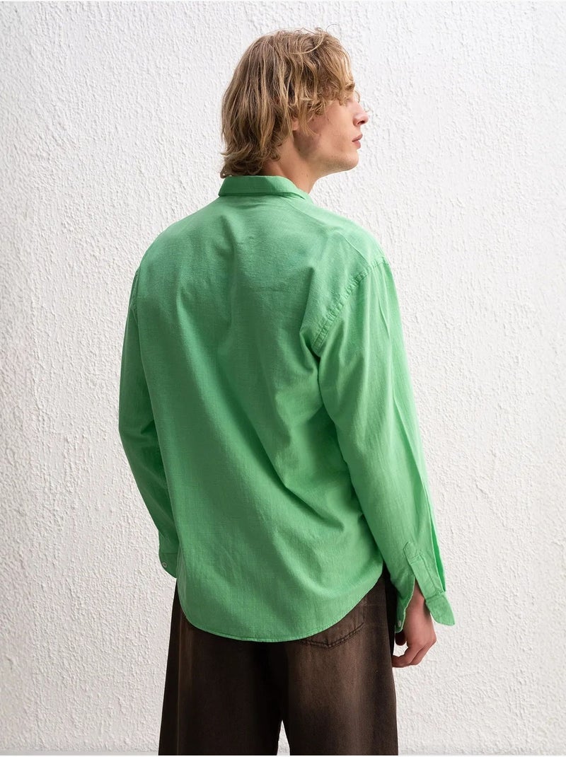 Chemise boutonnée oversize en coton giesto Vert émeraude - Kiabi
