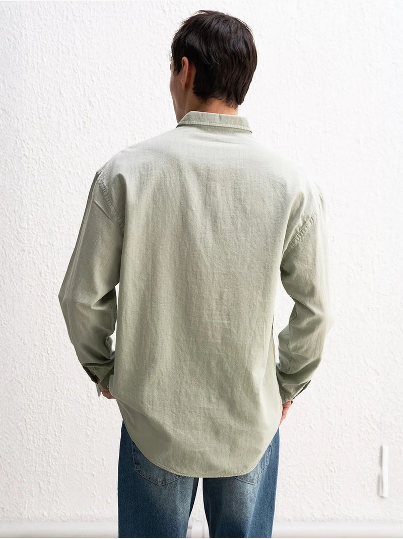 Chemise boutonnée oversize en coton giesto Vert menthe - Kiabi