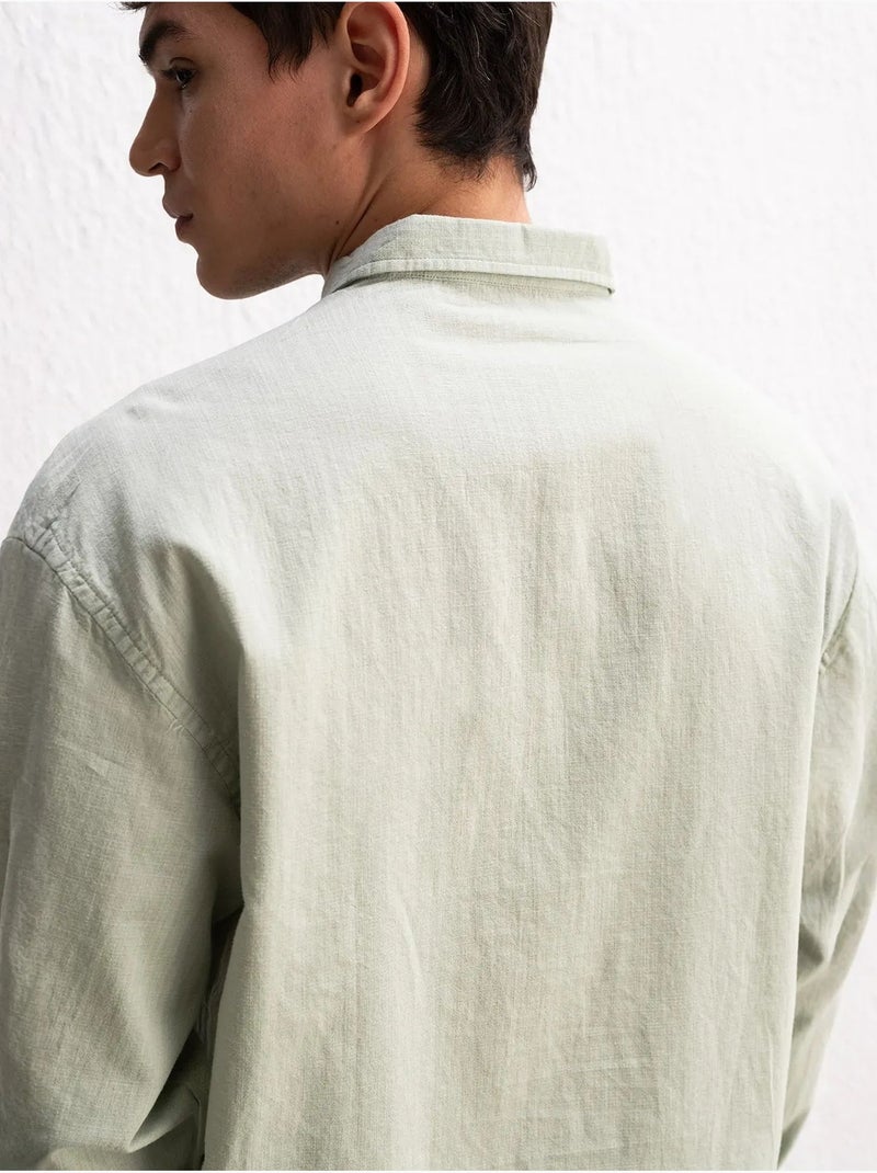 Chemise boutonnée oversize en coton giesto Vert menthe - Kiabi