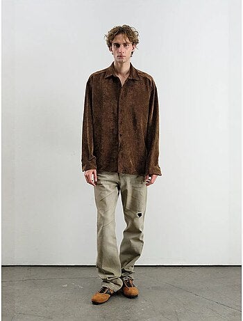 Chemise boutonnée oversize en gabardine giesto