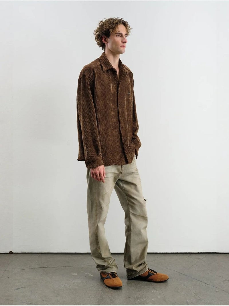 Chemise boutonnée oversize en gabardine giesto Marron clair - Kiabi