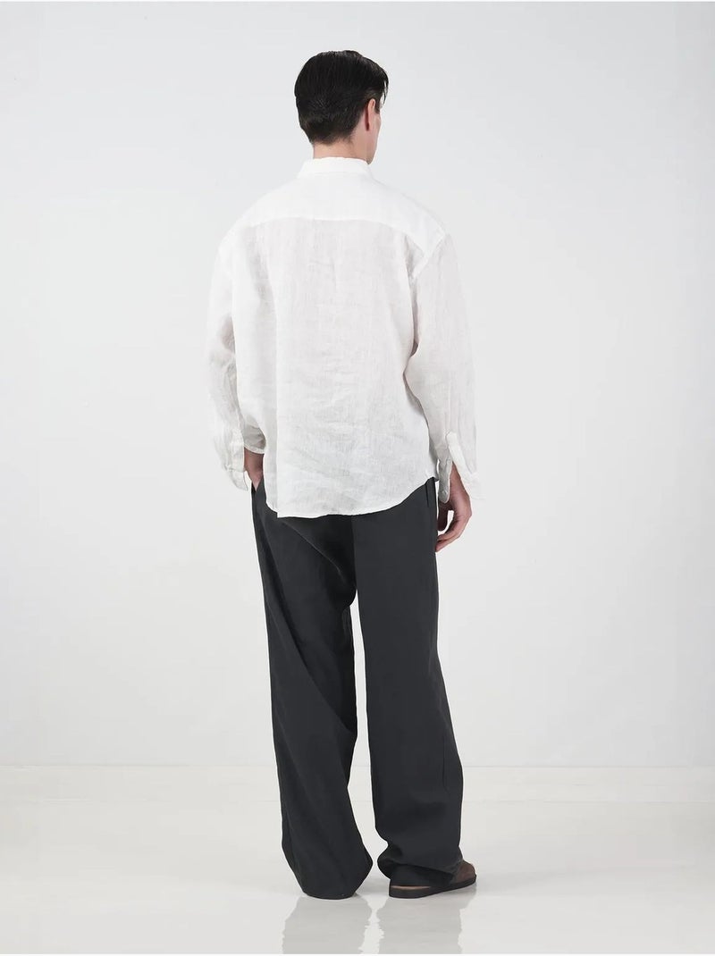 Chemise boutonnée oversize en lin giesto Blanc - Kiabi