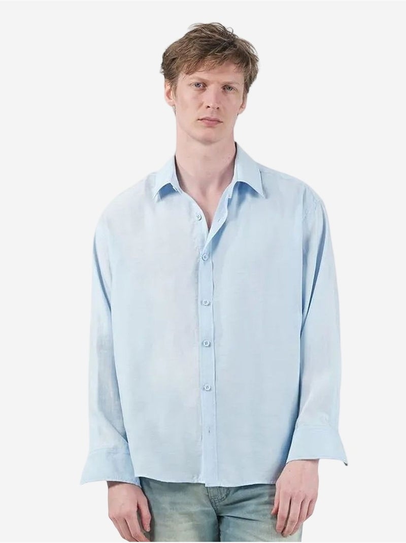 Chemise boutonnée oversize pour homme giesto Bleu clair - Kiabi