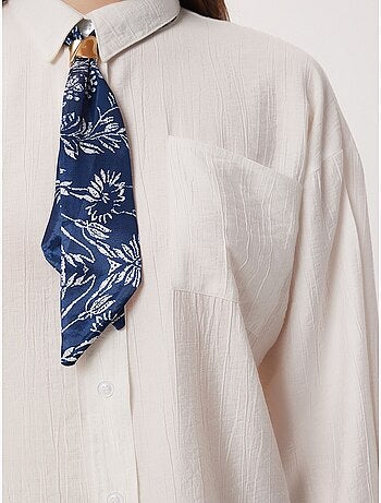 Chemise boutonnée oversize texturée avec détail cravate istanbul