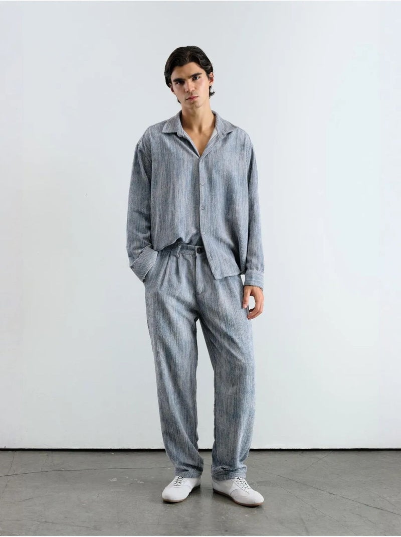 Chemise boutonnée oversize texturée giesto Bleu clair - Kiabi