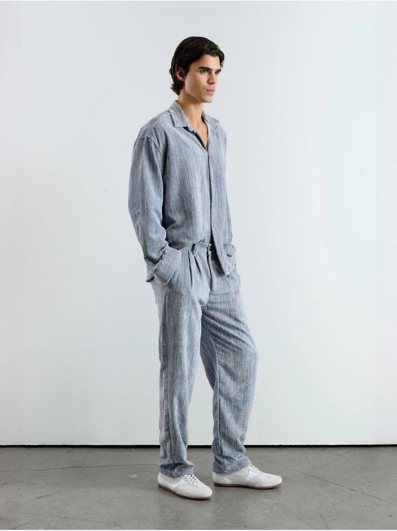 Chemise boutonnée oversize texturée giesto Bleu clair - Kiabi