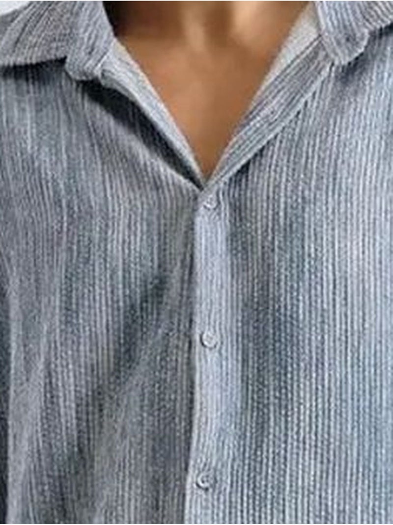 Chemise boutonnée oversize texturée giesto Bleu clair - Kiabi