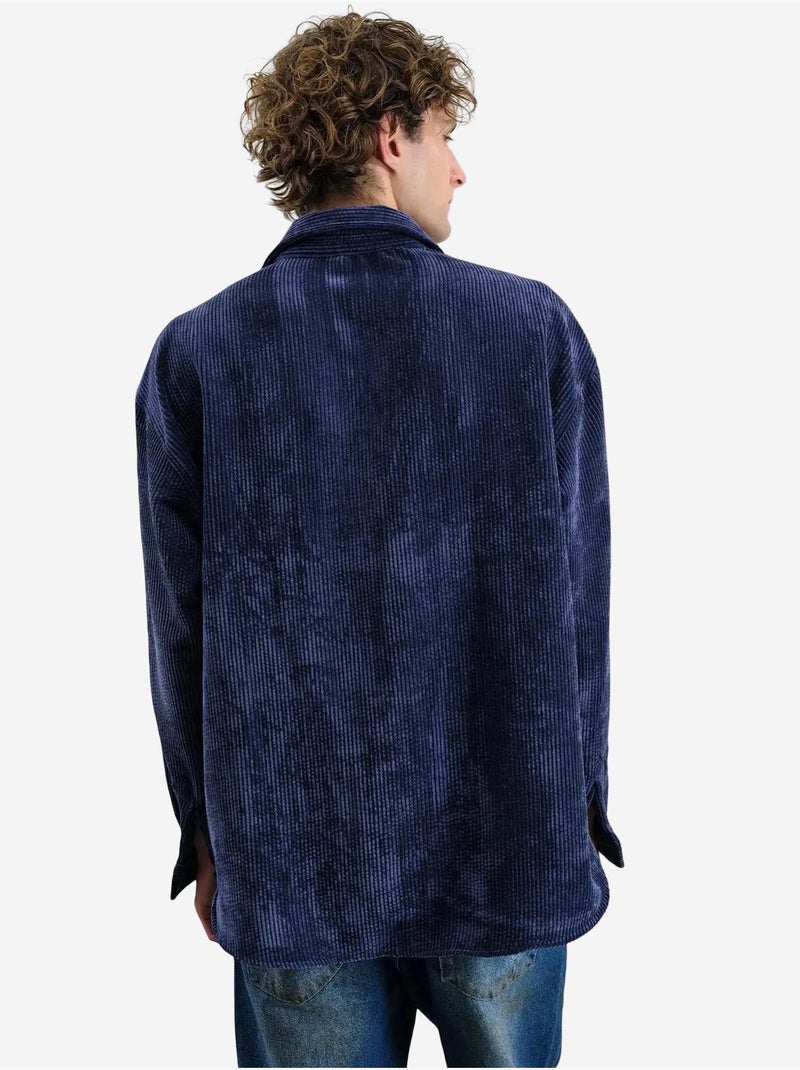 Chemise boutonnée oversize texturée giesto Bleu marine - Kiabi