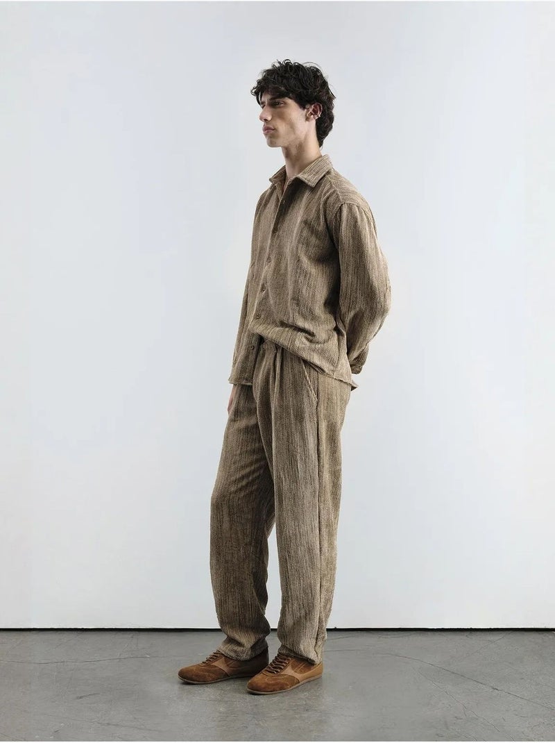 Chemise boutonnée oversize texturée giesto Marron clair - Kiabi
