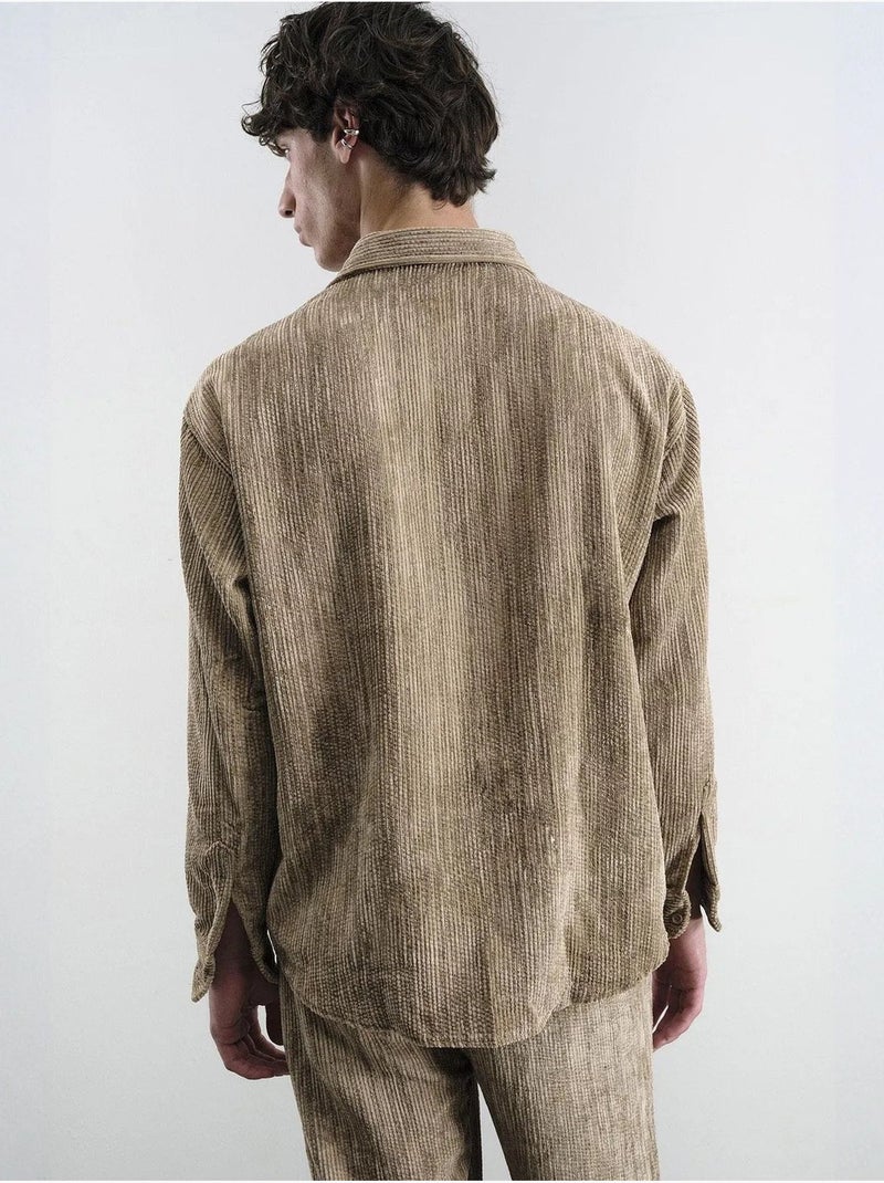 Chemise boutonnée oversize texturée giesto Marron clair - Kiabi