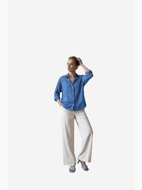Chemise boutonnée rayée en popeline my fashion - Kiabi Chemise boutonnée rayée en popeline my fashion - Kiabi