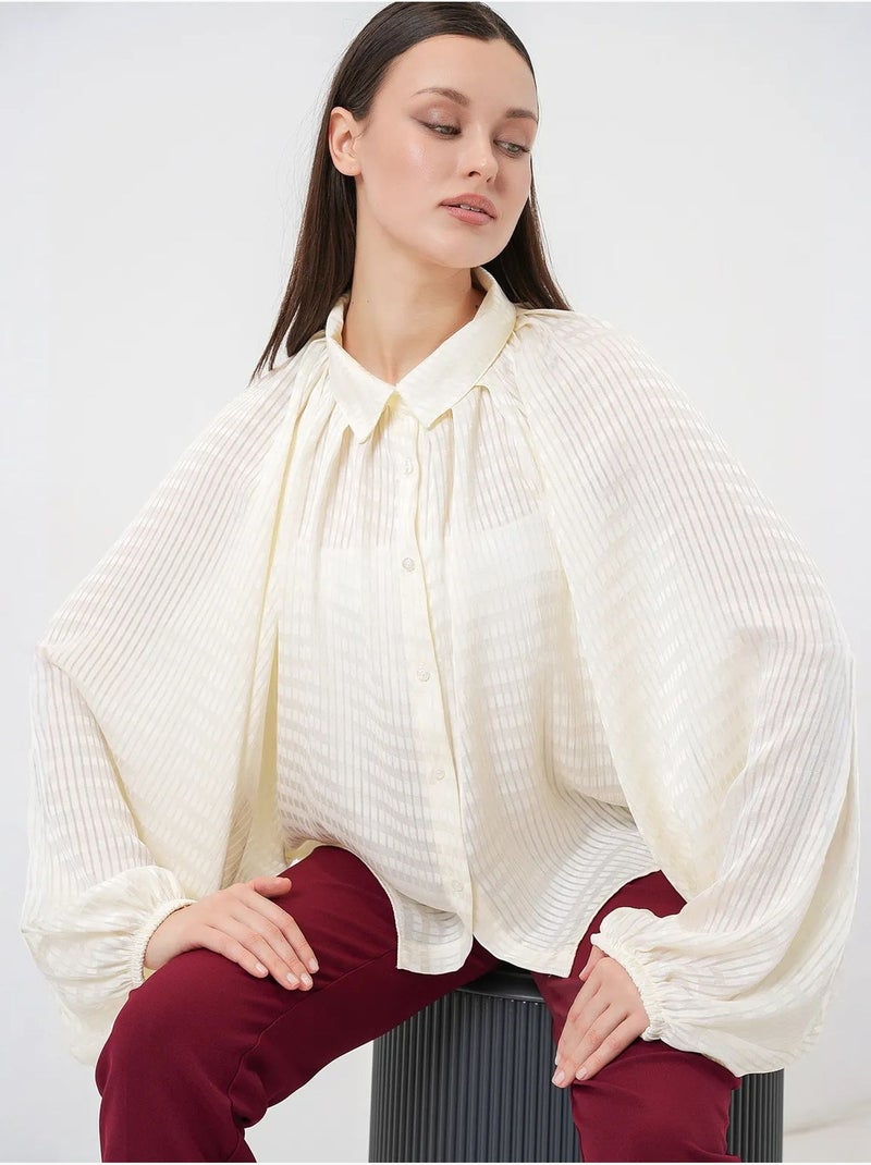 Chemise boutonnée rayée oversize bdart Ivoire - Kiabi
