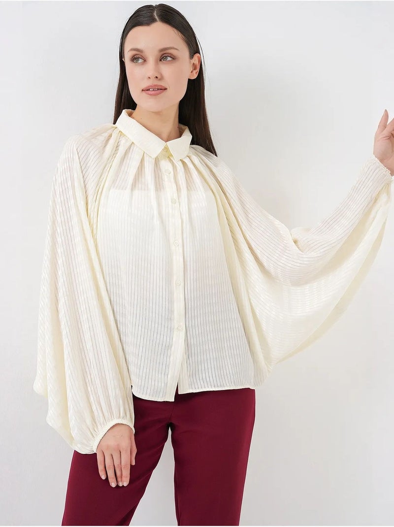 Chemise boutonnée rayée oversize bdart Ivoire - Kiabi