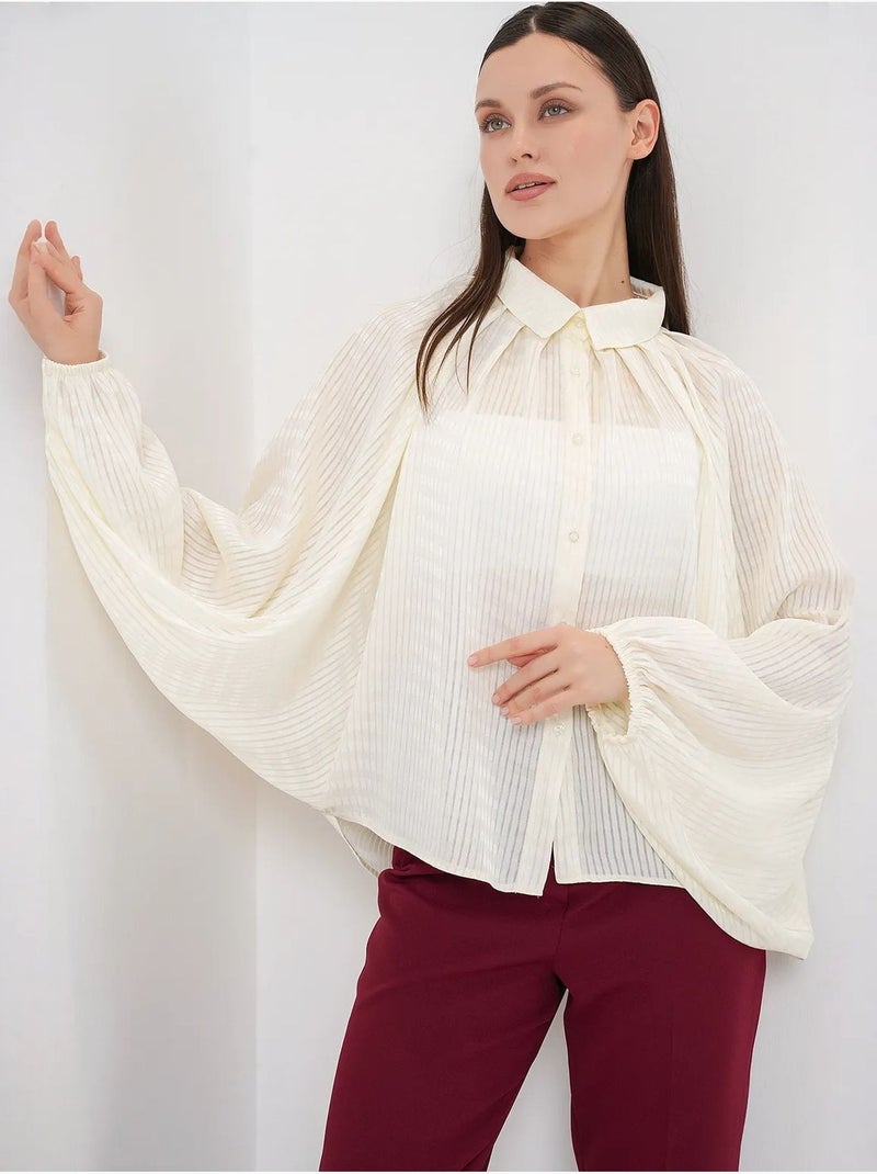 Chemise boutonnée rayée oversize bdart Ivoire - Kiabi