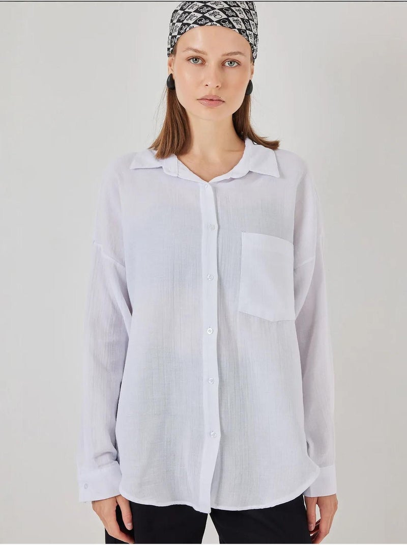Chemise boutonnée surdimensionnée à manches longues bdart Blanc - Kiabi