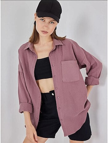 Chemise boutonnée surdimensionnée à manches longues bdart