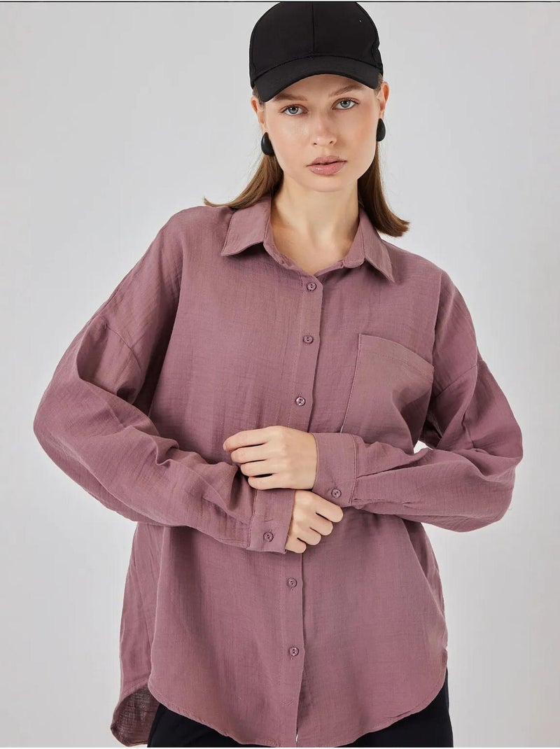 Chemise boutonnée surdimensionnée à manches longues bdart Lavande - Kiabi