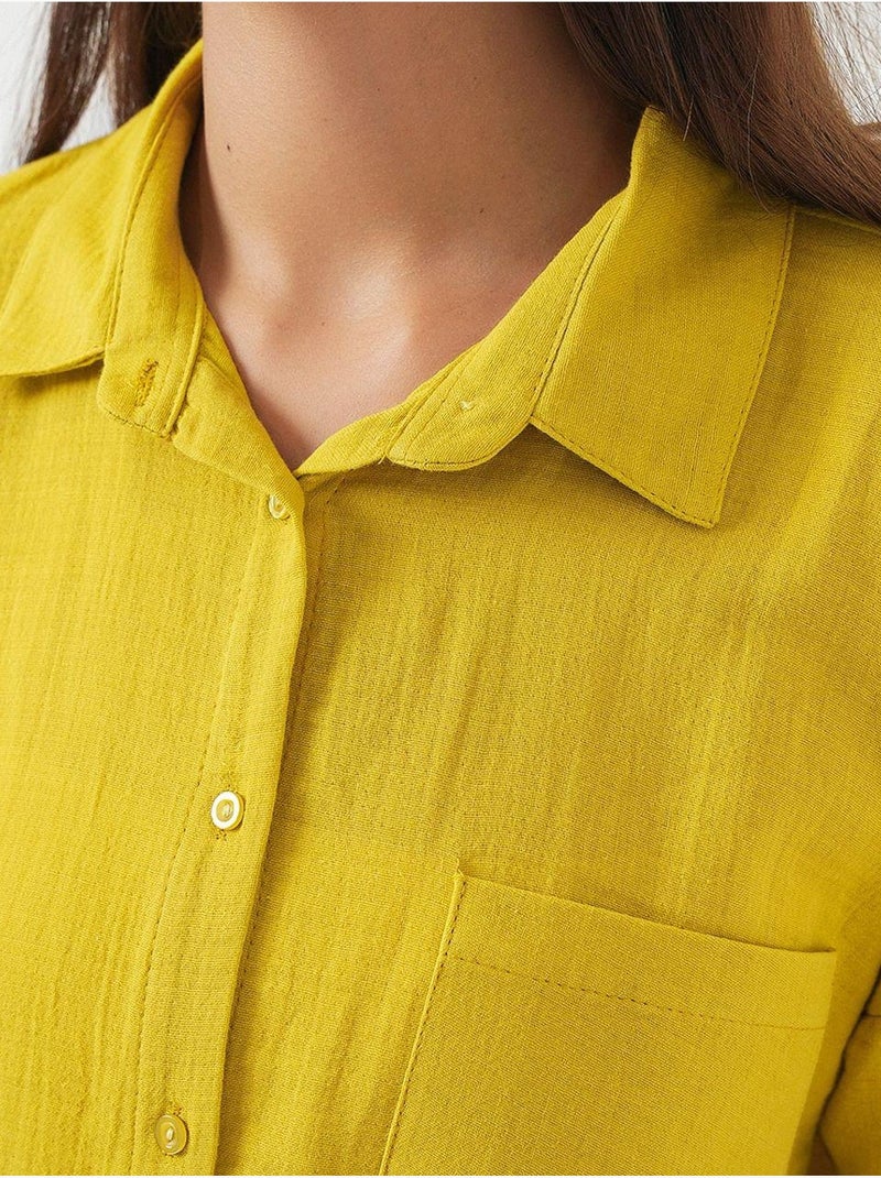 Chemise boutonnée surdimensionnée à manches longues bdart Moutarde - Kiabi