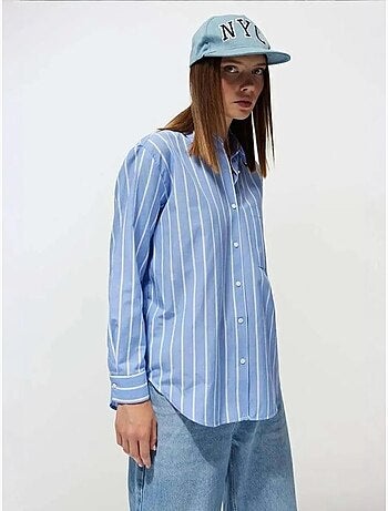 Chemise boutonnée surdimensionnée à rayures avec poche mixray