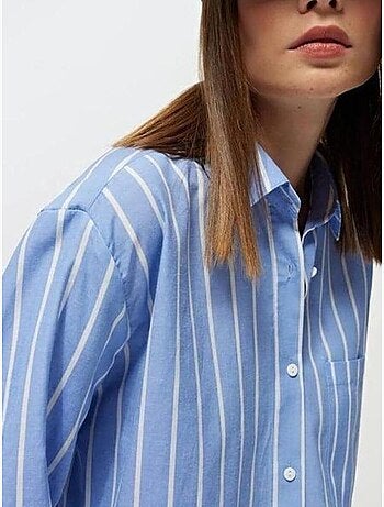 Chemise boutonnée surdimensionnée à rayures avec poche mixray