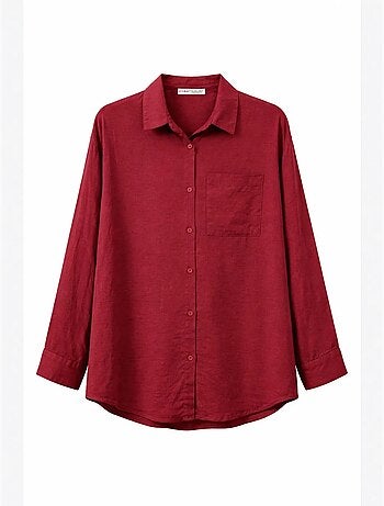 Chemise boutonnée surdimensionnée en lin mélangé avec poche mixray