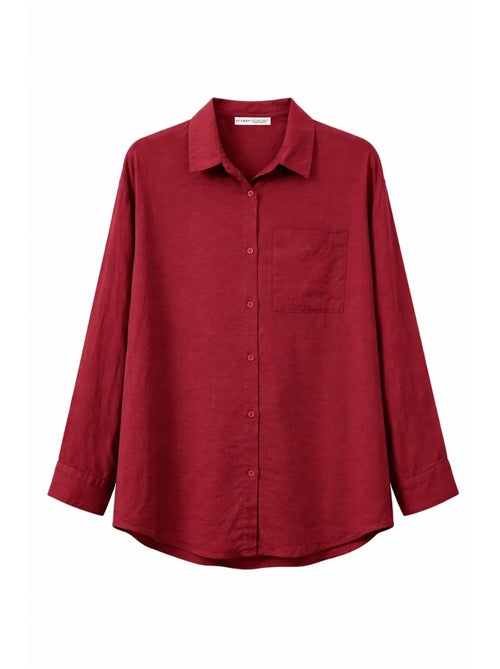 Chemise boutonnée surdimensionnée en lin mélangé avec poche mixray - Kiabi Chemise boutonnée surdimensionnée en lin mélangé avec poche mixray - Kiabi