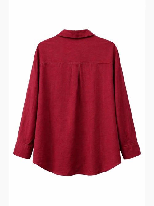 Chemise boutonnée surdimensionnée en lin mélangé avec poche mixray - Kiabi Chemise boutonnée surdimensionnée en lin mélangé avec poche mixray - Kiabi