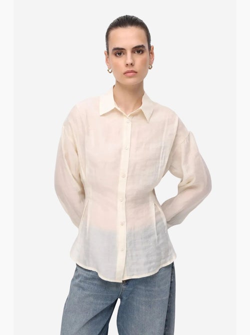 Chemise boutonnée texturée ajustée mixray - Kiabi Chemise boutonnée texturée ajustée mixray - Kiabi