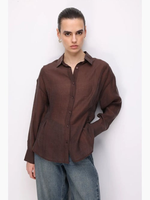 Chemise boutonnée texturée ajustée mixray - Kiabi Chemise boutonnée texturée ajustée mixray - Kiabi