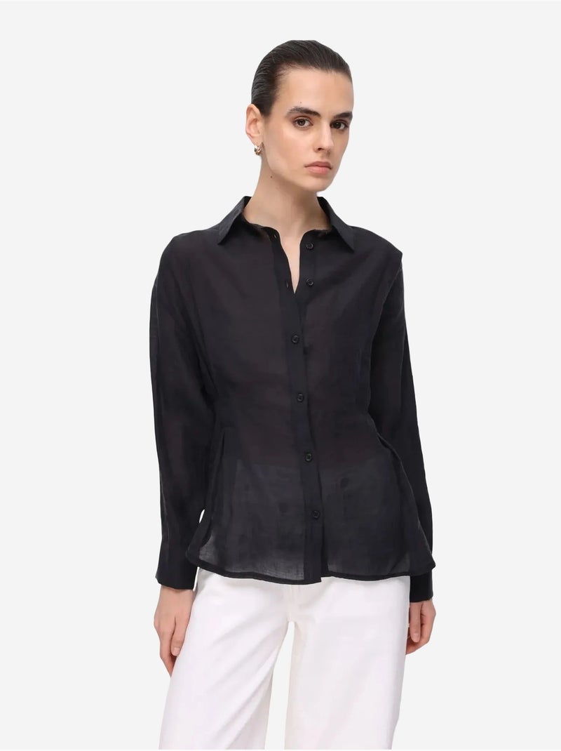 Chemise boutonnée texturée ajustée mixray Noir - Kiabi