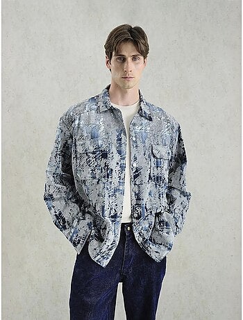 Chemise boutonnée texturée avec poche giesto