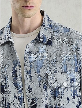 Chemise boutonnée texturée avec poche giesto