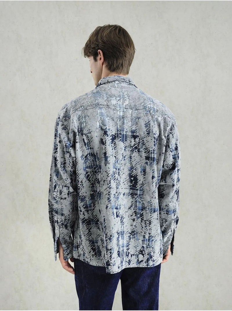 Chemise boutonnée texturée avec poche giesto Gris - Kiabi