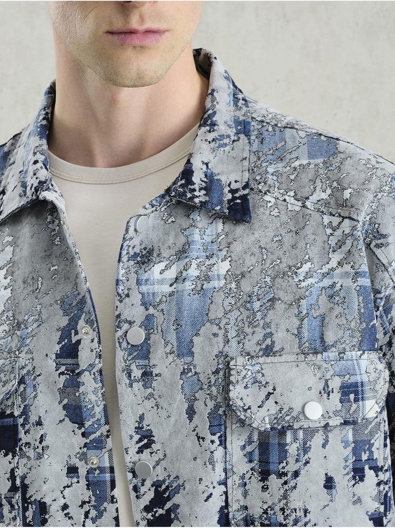 Chemise boutonnée texturée avec poche giesto Gris - Kiabi