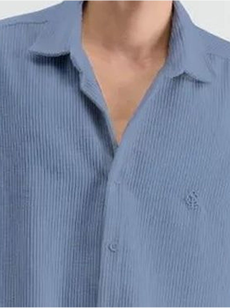 Chemise boutonnée texturée oversize giesto Bleu clair - Kiabi