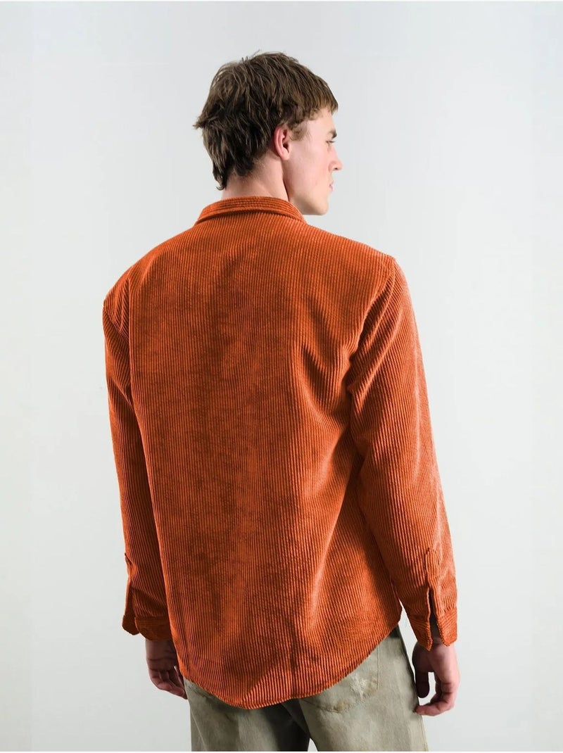 Chemise boutonnée texturée oversize giesto Orange mandarine - Kiabi